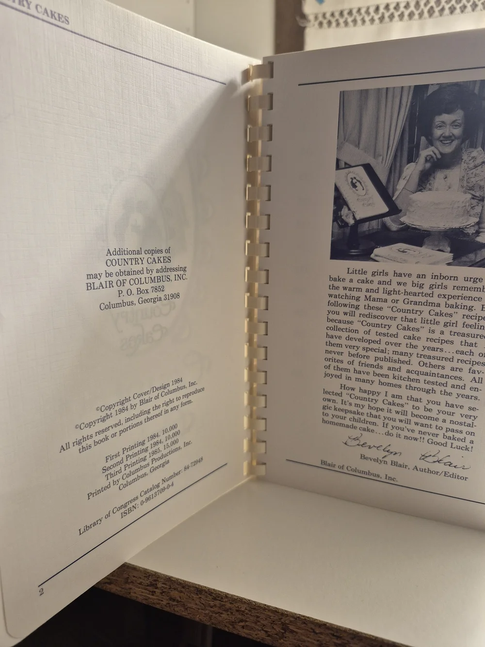 Vintage 1984 Country Cakes Cookbook Bevelyn Blair Spiral Bound Retro